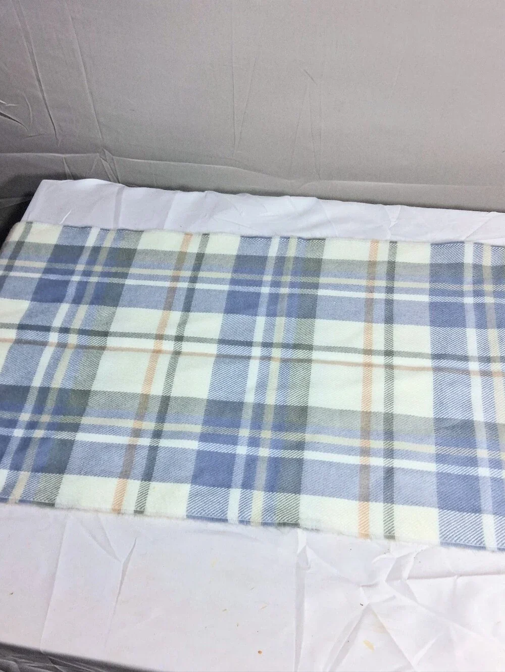 Softer Than Cashmere 12x64 Tartan/ Geometric/ Blue And White Plaid Scarf